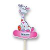 Geboortebord tuin giraffe met hartjes op wolk – Roze/rood